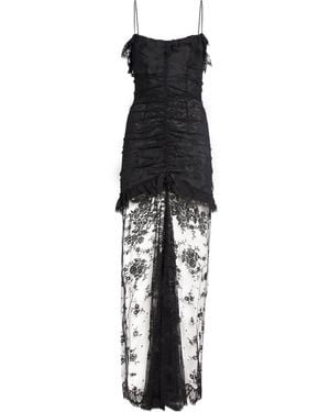 Alessandra Rich Lace Split-Skirt Maxi Dress - Black