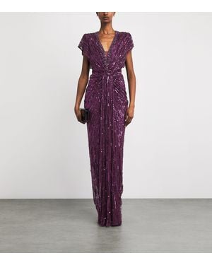 Jenny Packham Sequinned Lacie Gown - Red