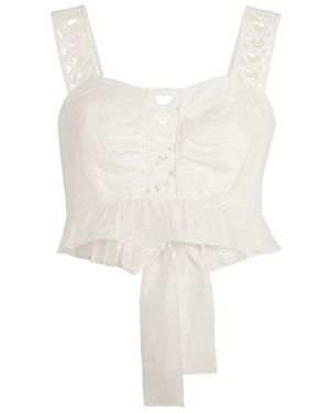 Sandro Linen-Blend Crop Top - White