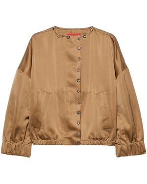 MAX&Co. Satin Bomber Jacket - Natural