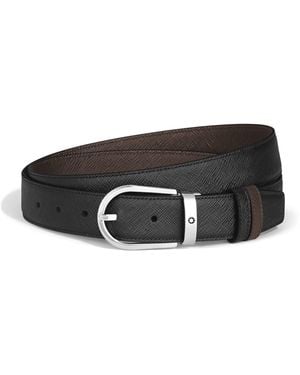 Montblanc Leather Reversible Horseshoe Belt - Black