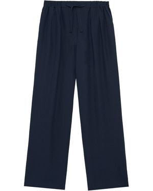 Loewe Silk Anagram Wide-Leg Trousers - Blue