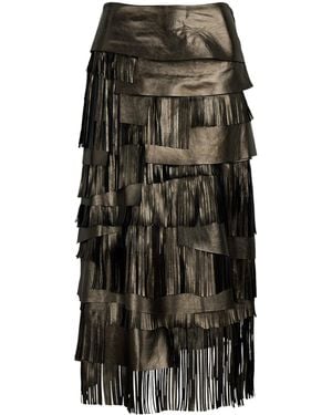 Ralph Lauren Belinda Metallic Lambskin Skirt - Black