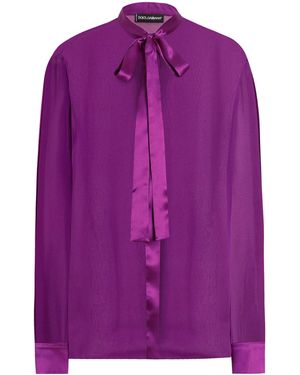Dolce & Gabbana Silk Pussybow Blouse - Purple