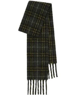 Burberry Wool-Blend Narrow Check Scarf - Black