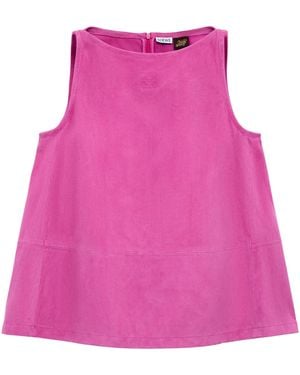 Loewe X Paula's Ibiza Leather Anagram Tank Top - Pink
