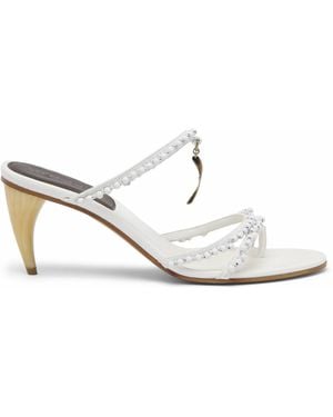 McQueen Beaded Rosa Heeled Sandals 70 - White