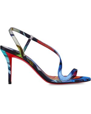 Christian Louboutin Rosa Z Silk Floral Heeled Sandals 80 - Blue