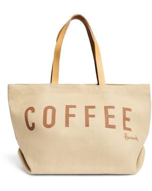 Harrods Jute Coffee Tote Bag - Natural
