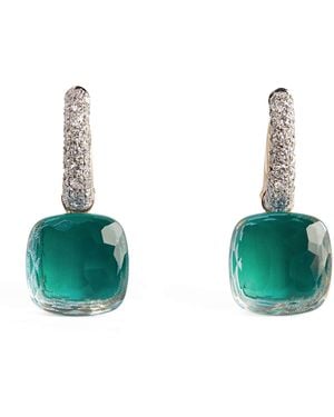 Pomellato Diamond, Topaz And Agate Nudo Classic Drop Earrings - Green