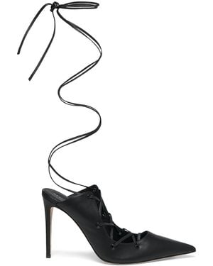 McQueen Leather Ghillie Heeled Sandals 105 - Black