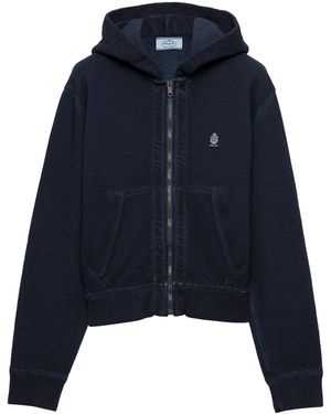Prada Cotton Logo Hoodie - Blue