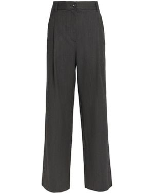 ME+EM Wool Pinstripe Cropped Trousers - Grey