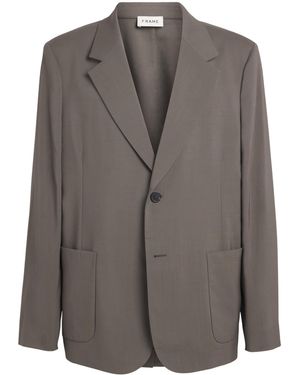 FRAME Virgin Wool Unstructured Blazer - Grey