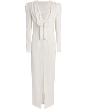 Alessandra Rich Cady Bow-Detail Midi Dress - White