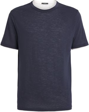 Vince Pima Cotton Slub Double-Layer T-Shirt - Blue