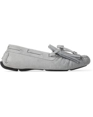 Jimmy Choo Manon Flat Suede Loafers - Gray