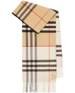 Burberry Cashmere Contrast Check Scarf - Natural