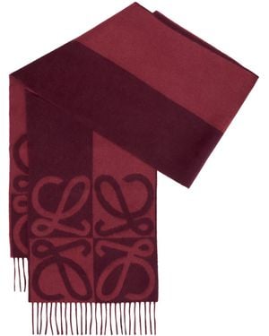 Loewe Wool-Cashmere Anagram Scarf - Red