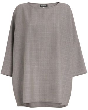 Eskandar Virgin Wool Boat-Neck Blouse - Grey