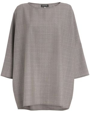 Eskandar Virgin Wool Boat-Neck Blouse - Gray