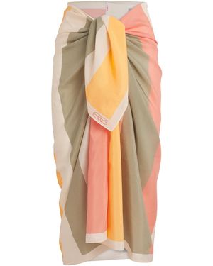 Eres Cotton-Silk Stripe Croquant Sarong - Orange