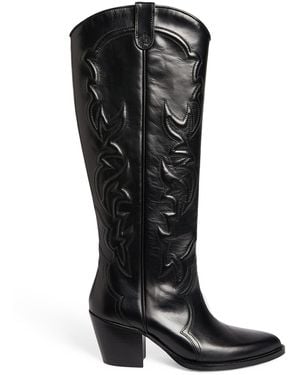 Maje Leather Cowboy Boots 65 - Black