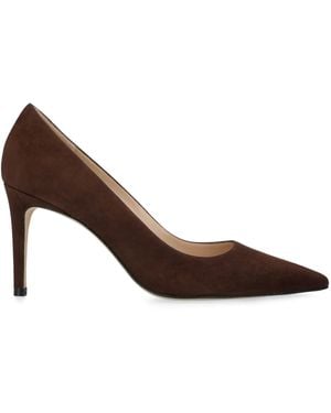 Stuart Weitzman Suede Stuart Power Pumps 85 - Brown