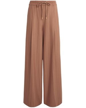 L'Agence Stripe Connie Wide-Leg Pants - Brown