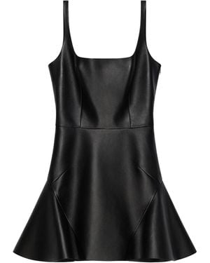 Givenchy Leather Fluted Mini Dress - Black