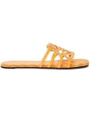 Loewe X Paula's Ibiza Leather Embroidered Petal Anagram Slides - Orange