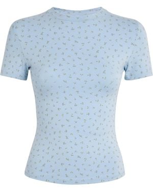 Skims Cotton Jersey Floral T-Shirt - Blue