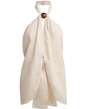 Faithfull the Brand Linen Biba Halterneck Top - White