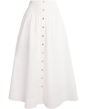Tory Burch Poplin Buttoned Midi Skirt - White