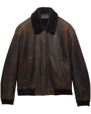 Prada Shearling Bomber Jacket - Black