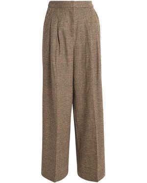 Barbour Wool Tweed Sophia Wide-Leg Pants - Brown