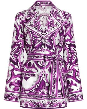 Dolce & Gabbana Majolica-Print Twill Shirt - Purple
