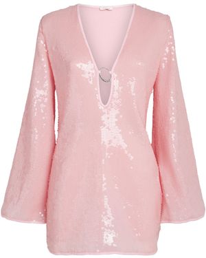 Oséree Sequinned O-Ring Lumière Mini Kaftan Dress - Pink