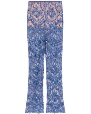Valentino Lace Sequinned Flared Trousers - Blue