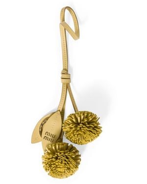 Miu Miu Leather Dandelion Keychain - Metallic
