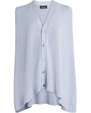 Eskandar Linen-Organic Cotton Sleeveless Cardigan - Blue