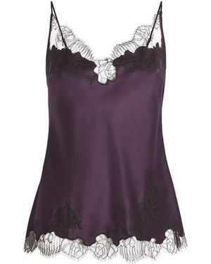 Carine Gilson Silk-Lace Alba Camisole Top - Purple