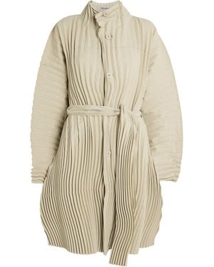 Issey Miyake Wavering Pleats Belted Coat - Natural
