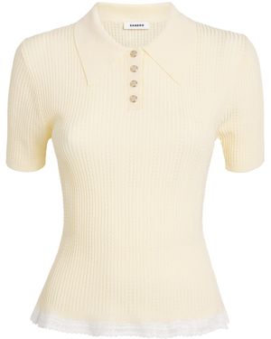 Sandro Knit Slim Polo Shirt - Natural