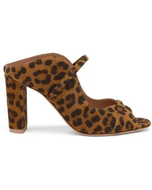 Malone Souliers Suede Leopard Norah Mules 85 - Brown