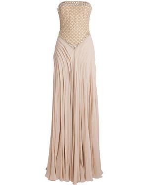 Georges Hobeika Embellished Strapless Gown - Natural