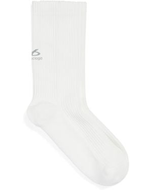 Balenciaga Ribbed Logo Ankle Socks - White
