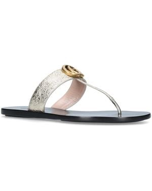 Gucci Marmont Leather Sandals - Metallic