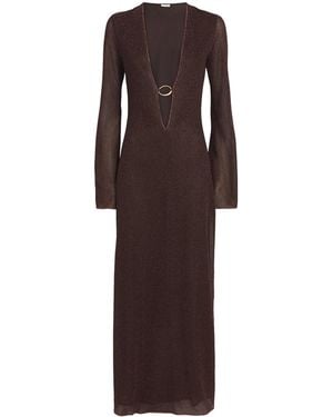 Oséree O-Ring Lumière Kaftan Maxi Dress - Brown