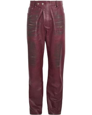 424 Leather Moto Pants - Red